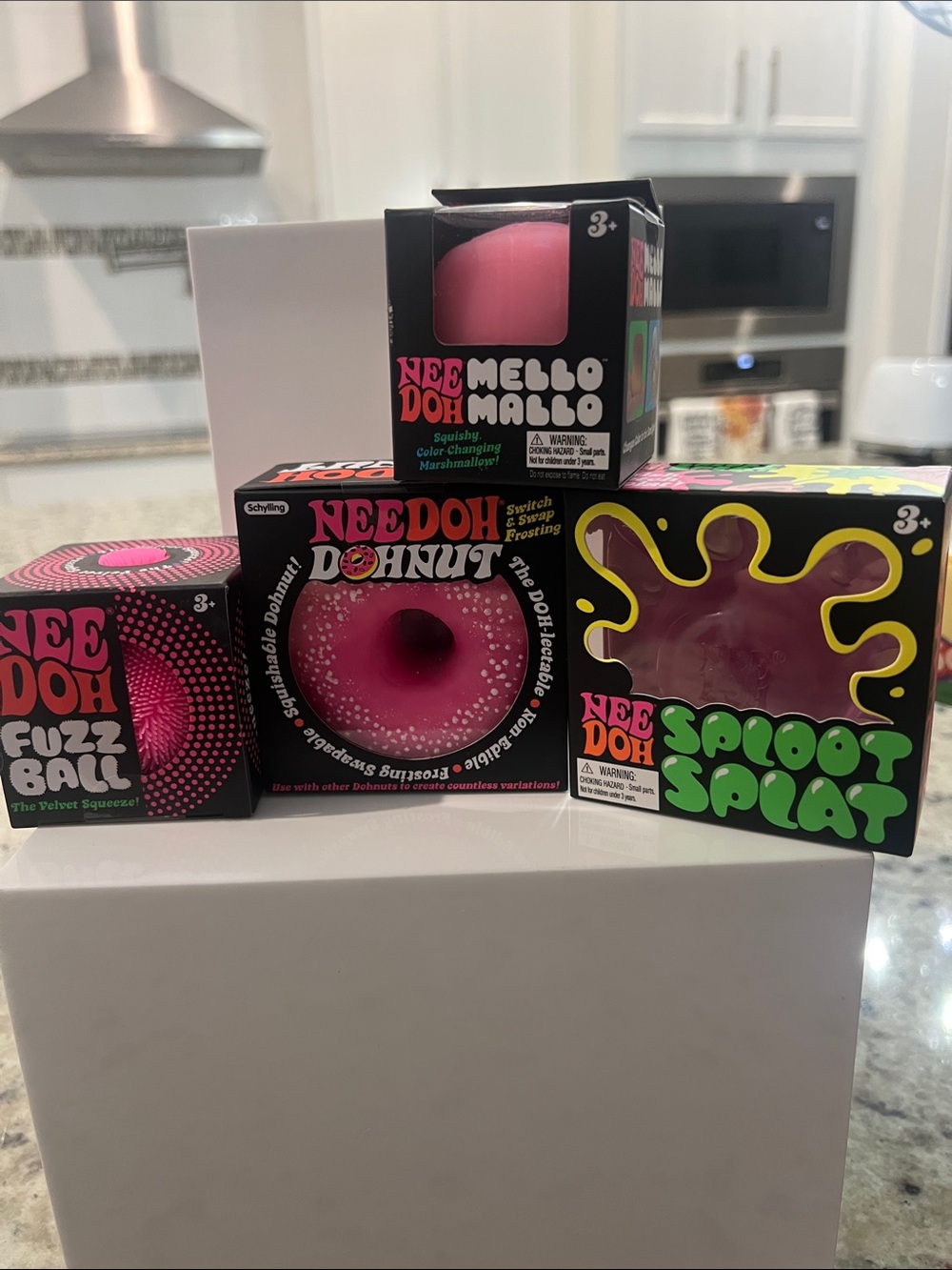 Needoh. PINK mallo, dohnut,sploot splat and fuzz ball. One price authentic